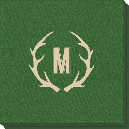 Antlers Initial Linen Like Napkins